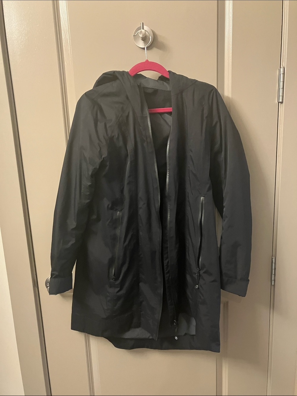 lululemon athletica Black Hooded rain Coat